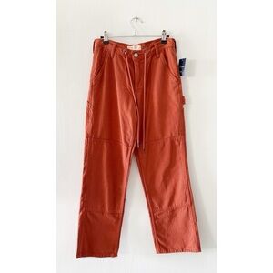 NEW Lucky Brand Tie Waist Carpenter Pant Rust Orange Size 00/24